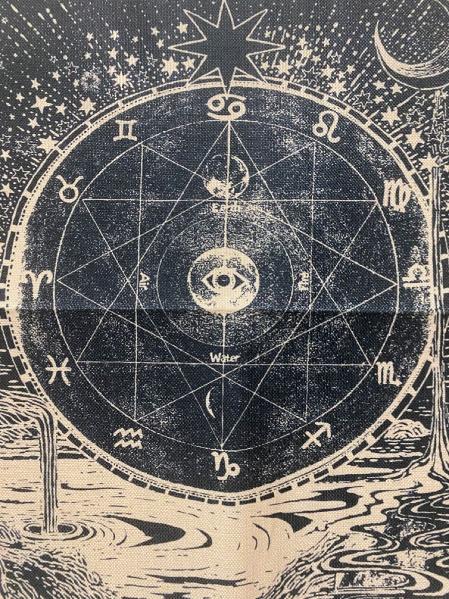 red and black astrology collage detail